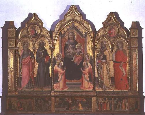 Madonna and Child enthroned with St. Catherine, St. drancis, St. Zenobius and St. Mary Magdalene (te van Pseudo Ambrogio di Baldese