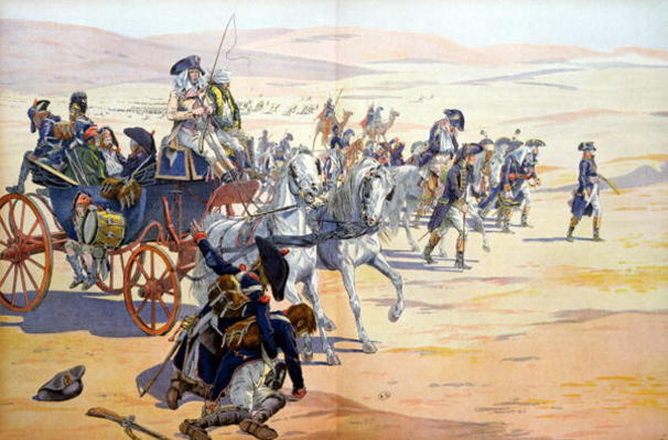 Napoleon (1769-1821) and his Troops in the Desert during the Egyptian Campaign, illustration from 'B van pseudonym for Onfray de Breville, Jacques Job