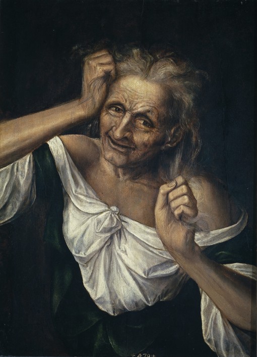 Old Woman Tearing at her Hair van Quentin Massys