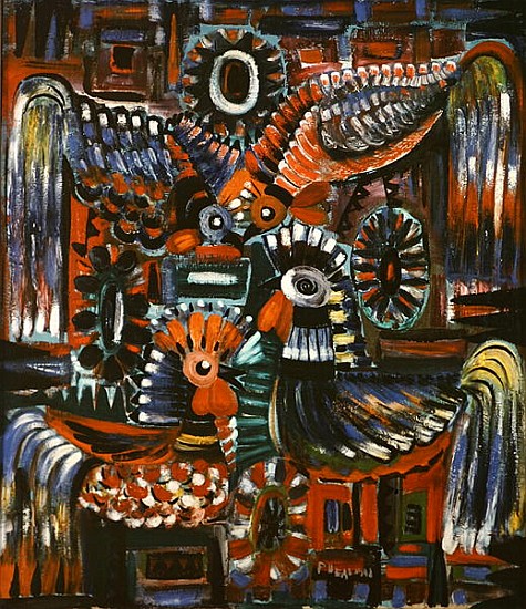 Roosters, 1967 (oil on canvas)  van Radi  Nedelchev