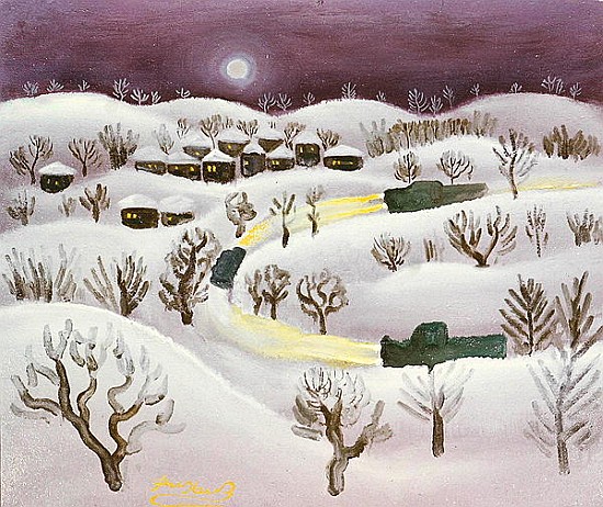 Winter Night, 1971 (oil on canvas)  van Radi  Nedelchev