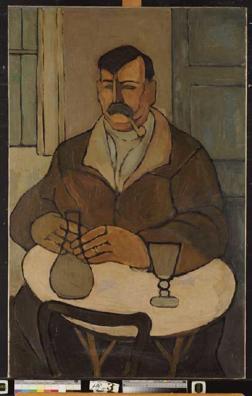 Mann in einem Café van Rafael Perez Barradas