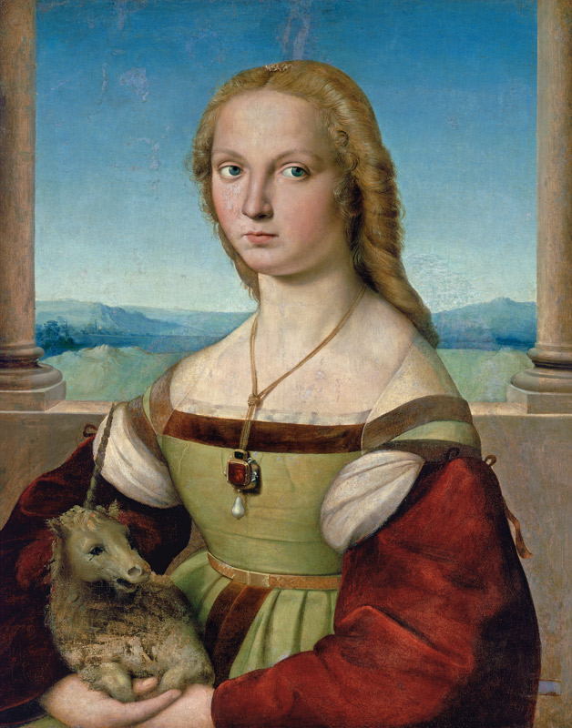 Bildnis einer jungen Frau mit dem Einhorn van (Raffael) Raffaello Santi