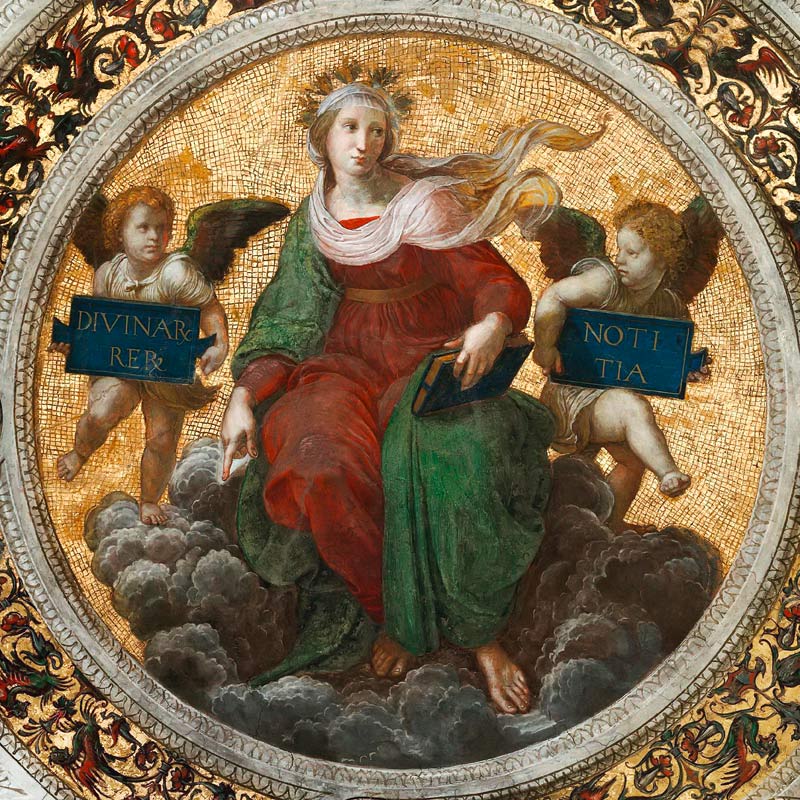 Die Theologie (Detail Ausschnitt von Decke der Stanza della Segnatura) van (Raffael) Raffaello Santi