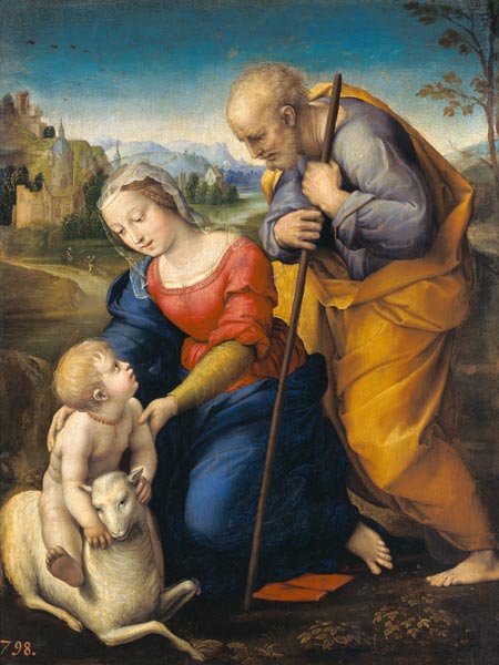 The Holy Family with a Lamb van (Raffael) Raffaello Santi
