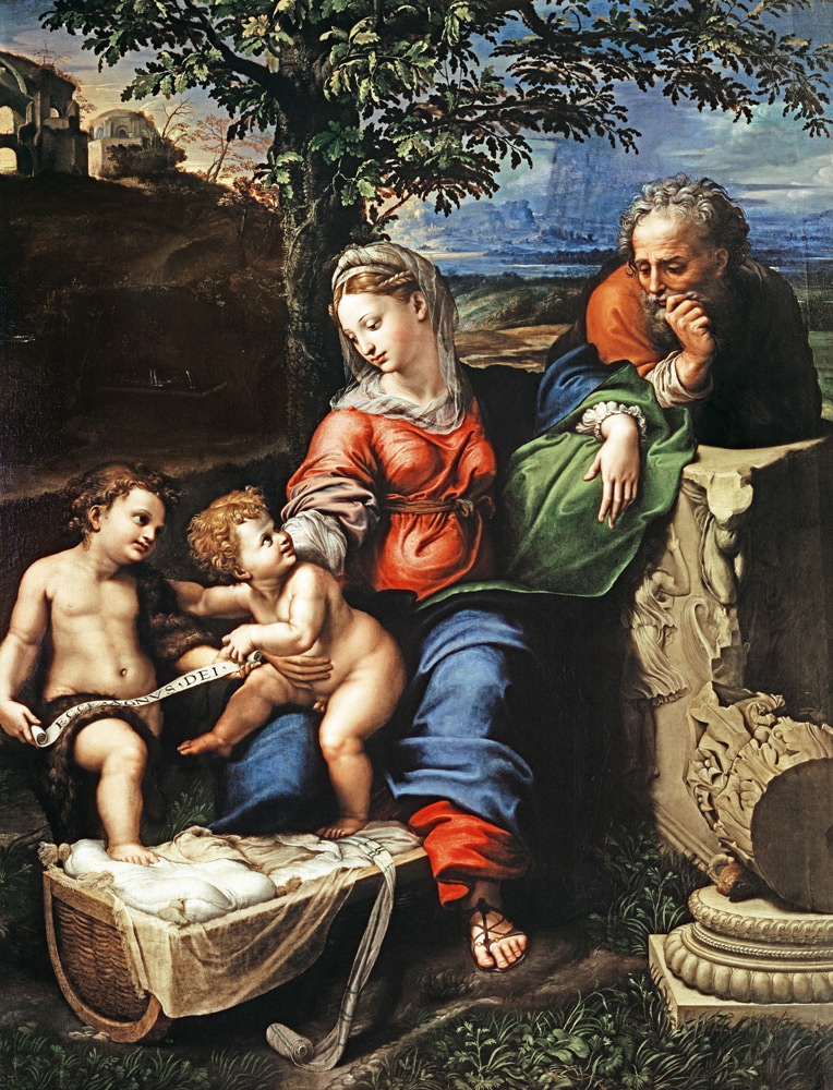 Hl. Familie mit hl. Johannes (von Raffael + Giulio Romano) van (Raffael) Raffaello Santi
