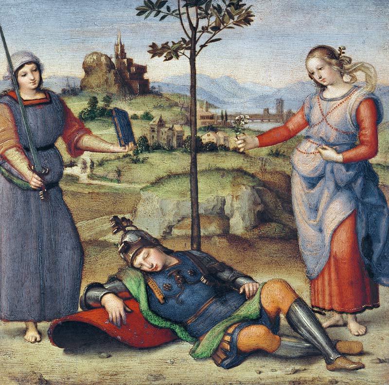 Vision of a Knight, c.1504 (oil on poplar) van (Raffael) Raffaello Santi