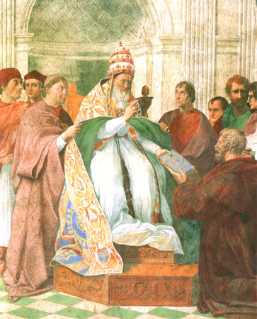 Gregor IX. empfängt die Dekretalien (Detail Ausschnitt) van (Raffael) Raffaello Santi