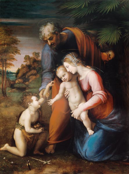 Heilige Familie mit dem kleinem Johannes van (Raffael) Raffaello Santi
