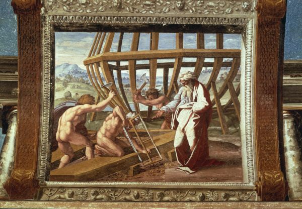 Raphael /The building of the Ark /c.1515 van (Raffael) Raffaello Santi