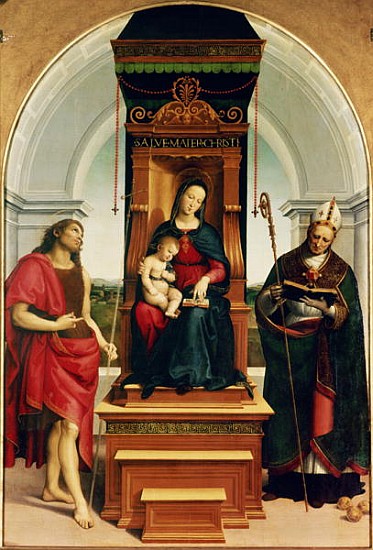 The Madonna and Child with St. John the Baptist and St. Nicholas of Bari van (Raffael) Raffaello Santi