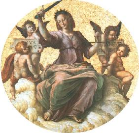 Justitia (Detail Ausschnitt von Decke der Stanza della Segnatura)