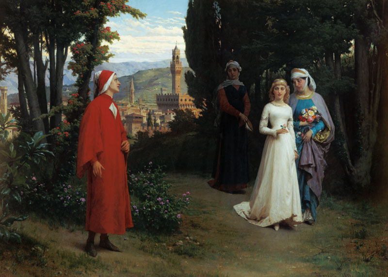 First meeting of Dante and Beatrice van Raffaelle Gianetti