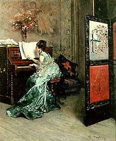 Dame beim Klavierspiel van Raimundo de Madrazo