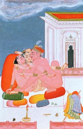 A Prince involved in united intercourse, described by Vatsyayana in his 'Kama Sutra', Bundi, Rajasth