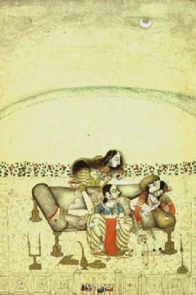 A princess plays 'Chaupada' with her maids