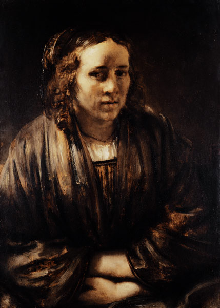 Portret van  Hendrickje Stoffels. van Rembrandt van Rijn