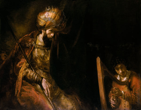 David spielt vor Saul van Rembrandt van Rijn