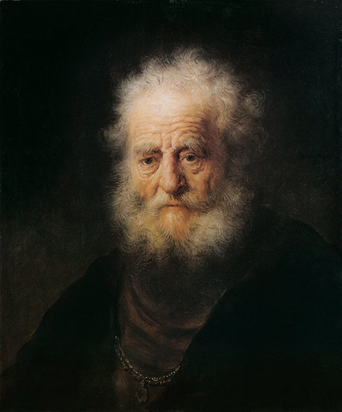Studie van het hoofd van een oude man van Rembrandt van Rijn