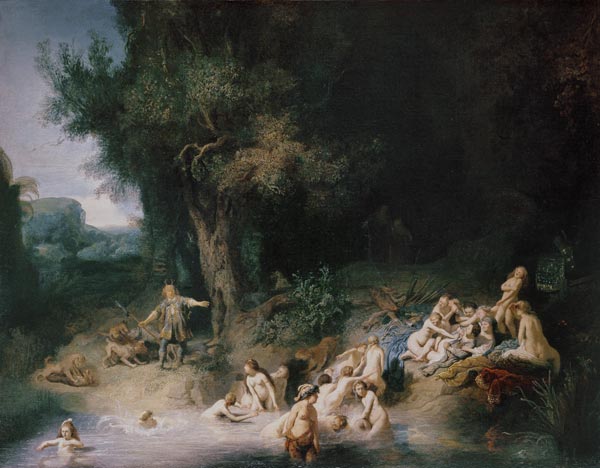 Diana im Bade mit Aktaeon und Kallisto. van Rembrandt van Rijn