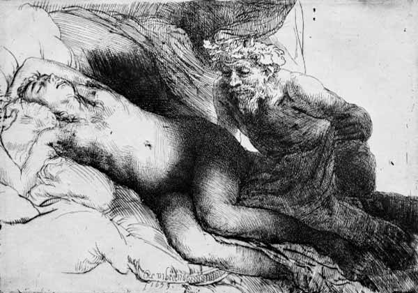 Antiope und Jupiter van Rembrandt van Rijn