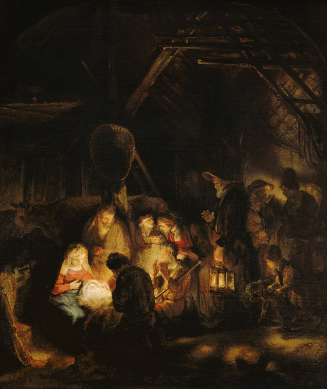 Aanbidding van de herders van Rembrandt van Rijn