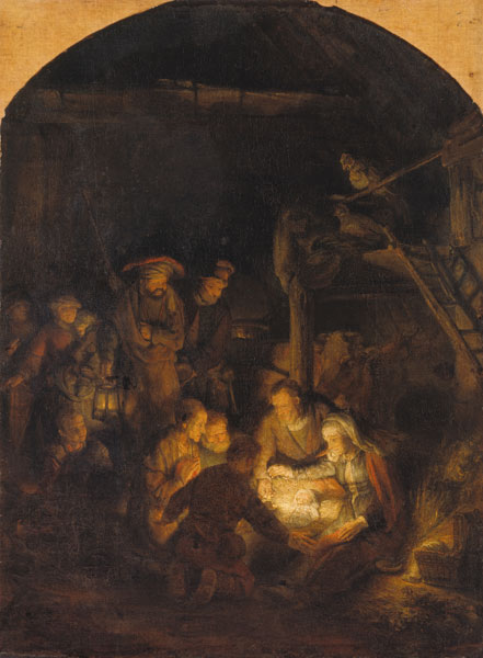 Aanbidding van de  herders van Rembrandt van Rijn