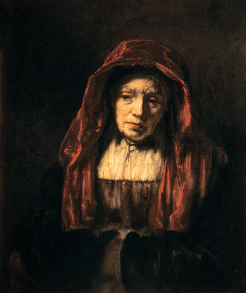 Portret van een oude vrouw (de moeder van de kunstenaar) van Rembrandt van Rijn