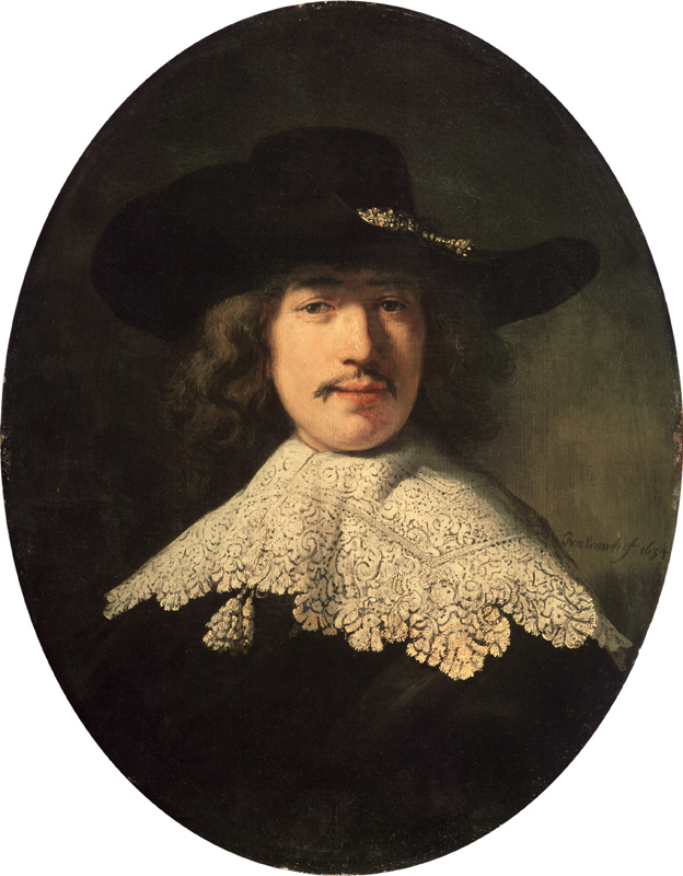 Portrait of a young man with a lace collar van Rembrandt van Rijn
