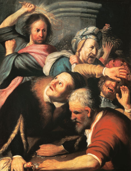 Christ Driving the Money Lenders from the Temple van Rembrandt van Rijn