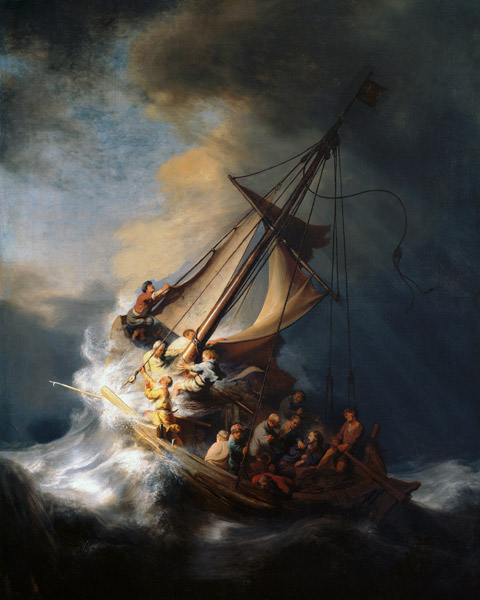 Christus in de storm op het meer van Galilea   van Rembrandt van Rijn
