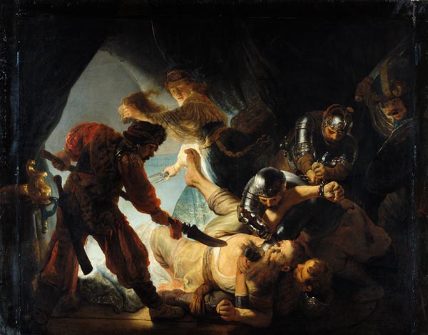 Die Blendung Samsons (oder: Der Triumph der Dalila) van Rembrandt van Rijn
