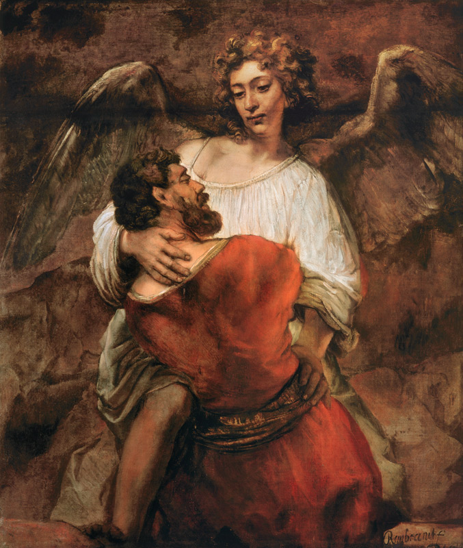 Jacobs gevecht met de engel van Rembrandt van Rijn