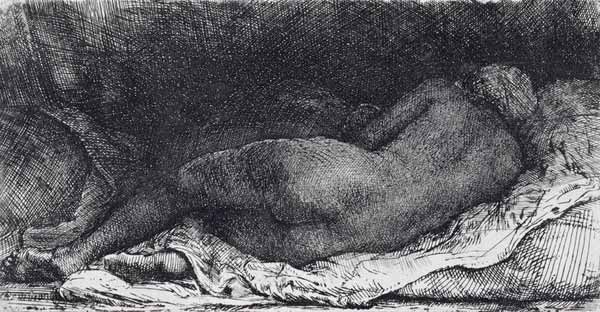 Negress Lying Down van Rembrandt van Rijn
