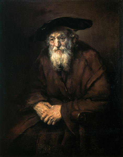 Portret van een Oude Jood  van Rembrandt van Rijn