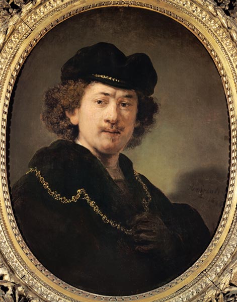 Selbstbildnis mit Barett und goldener Kette, van Rembrandt van Rijn