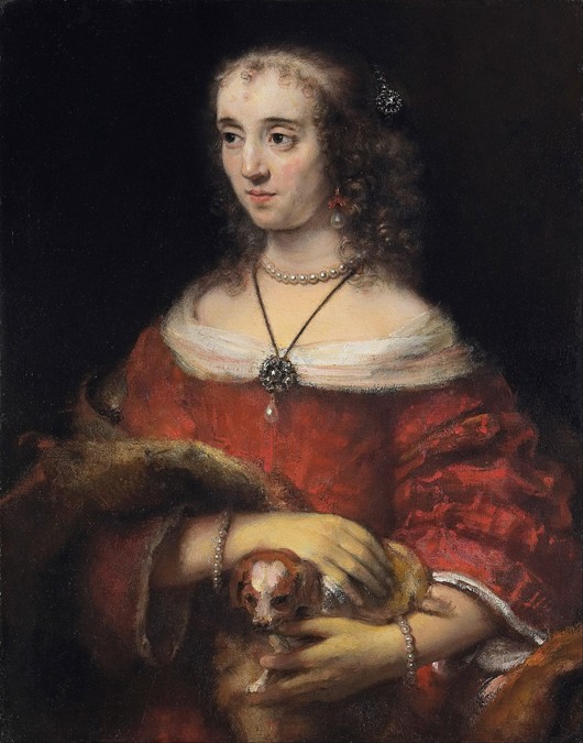 Portrait of a Lady with a Lap Dog van Rembrandt van Rijn