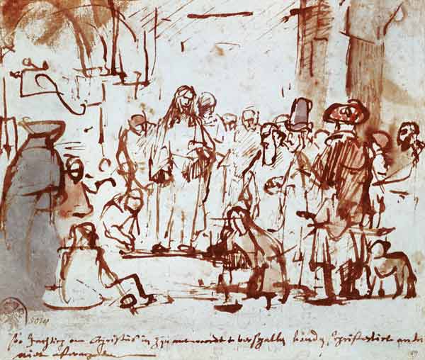 Christus en de overspelige vrouw van Rembrandt van Rijn