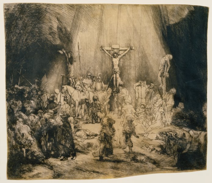 Christ crucified between the two thieves: The three crosses van Rembrandt van Rijn