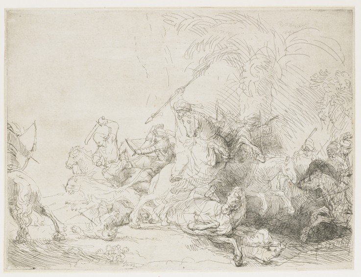 The Large Lion Hunt van Rembrandt van Rijn