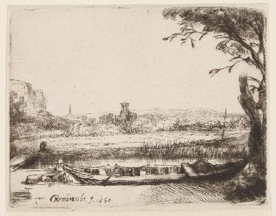 Casnal with a large boat and a Bridge