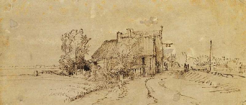 Eine Gaststätte am Straßenrand. van Rembrandt van Rijn
