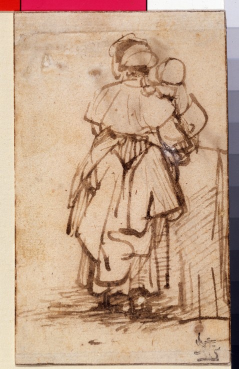 Woman with a Child on Her Lap van Rembrandt van Rijn