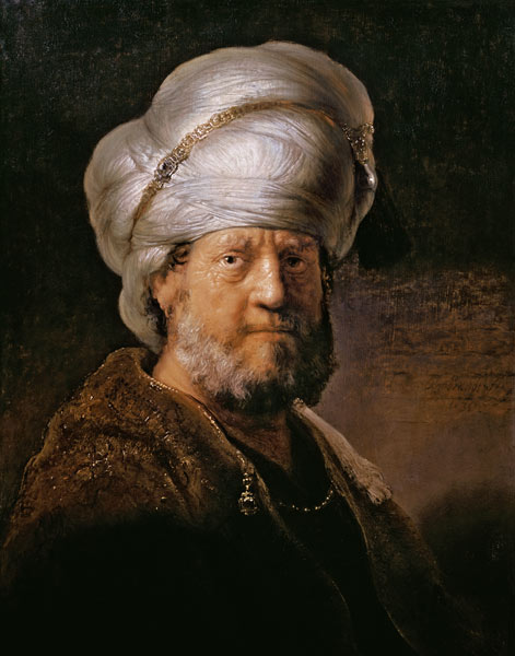 Man in oosterse kleding van Rembrandt van Rijn