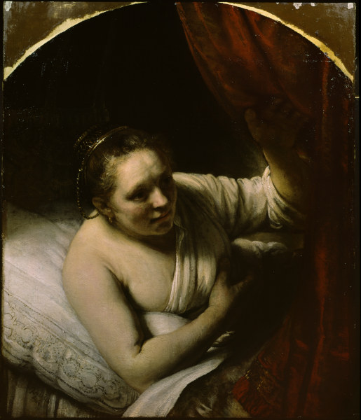 Rembrandt, Junge Frau im Bett van Rembrandt van Rijn