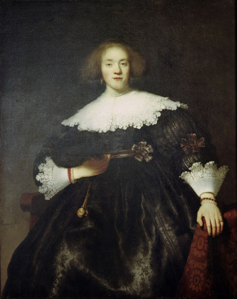 Rembrandt, Porträt einer Frau mit Fächer van Rembrandt van Rijn