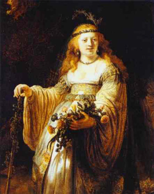 Saskia van Uylenburgh in arkadischem Kostüm van Rembrandt van Rijn