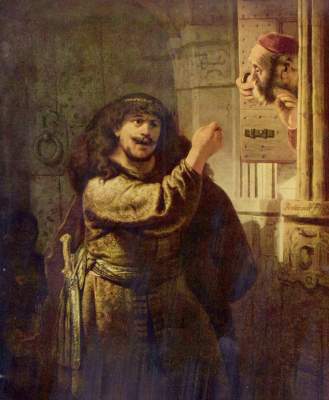 Simson bedroht seinen Schwiegervater van Rembrandt van Rijn