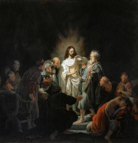 Der auferstandene Jesus zeigt dem Apostel Thomas seine Wunden