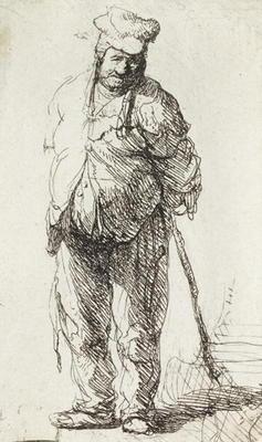 Beggar leaning on a Stick (pen & ink on paper)